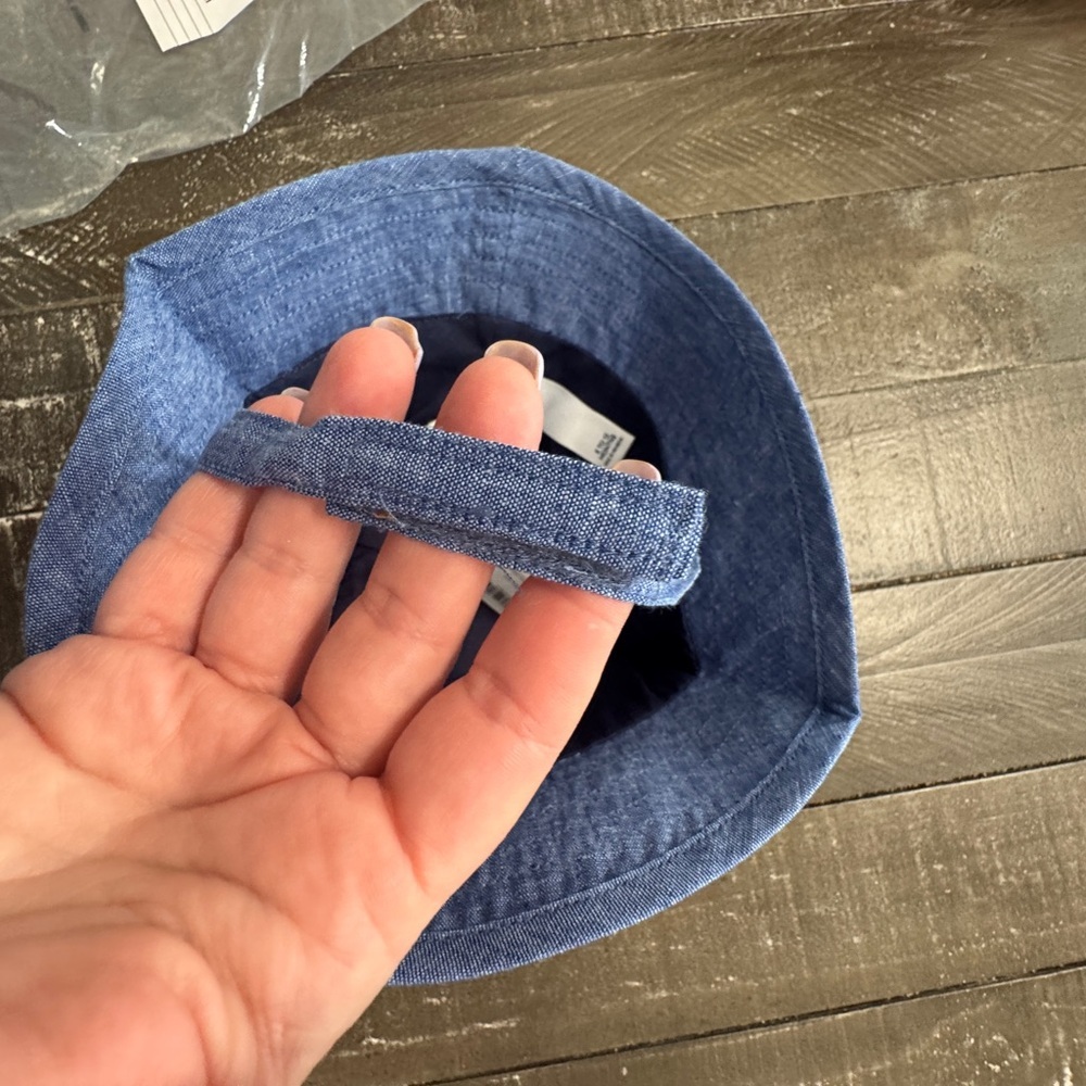 JANIE‎ AND JACK NWT Denim Linen Cotton Blend Bucket Hat Anchor Size 6-12 months - Picture 4 of 6